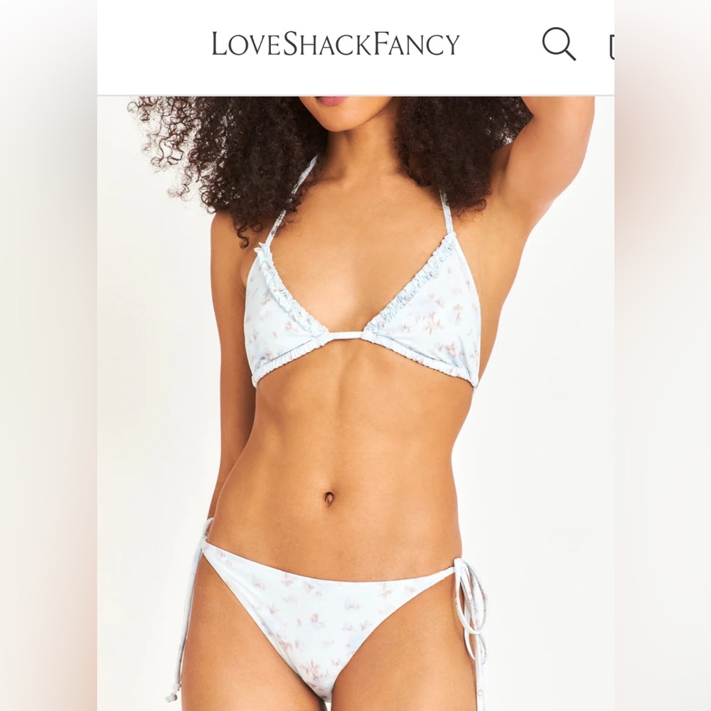 New with tags LoveShack Fancy Harbor Bikini Crushing Blue size Small